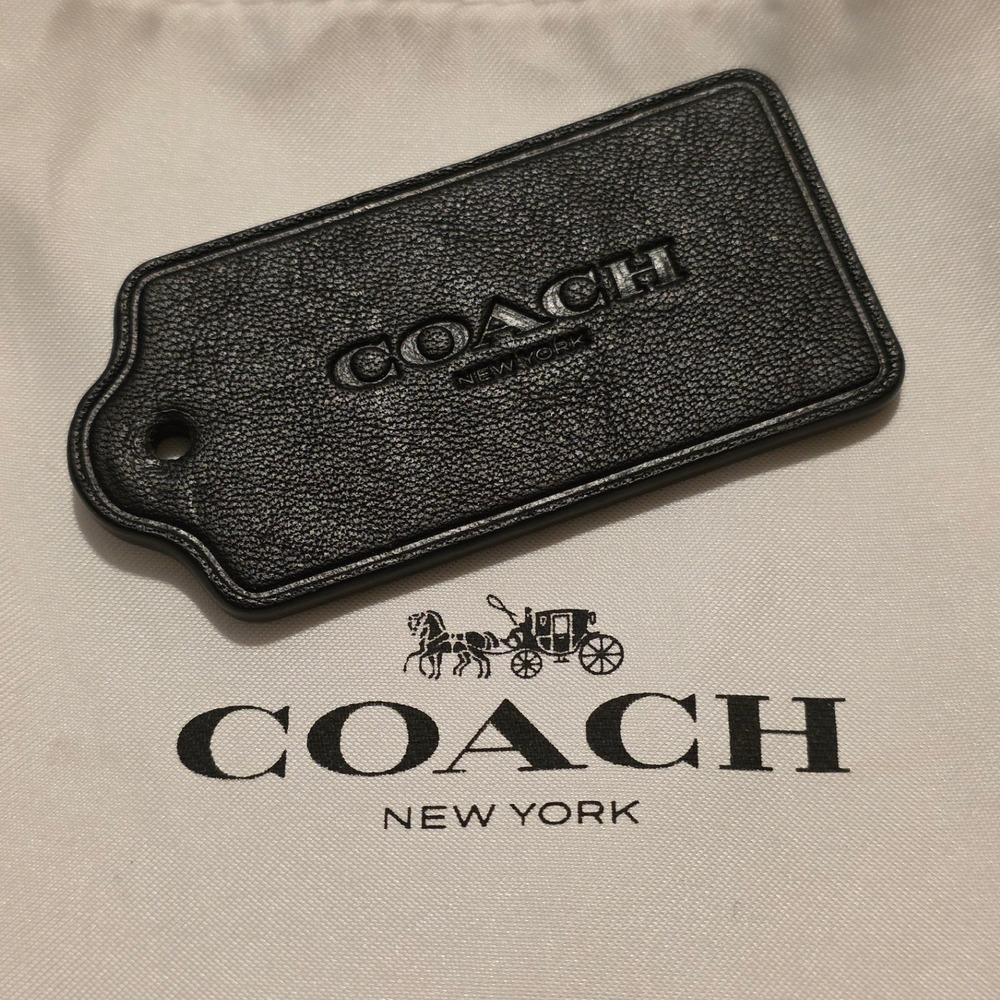 Coach Black Pebbled Leather Replacement Bag Hangtag Logo Charm Medium 2.25"